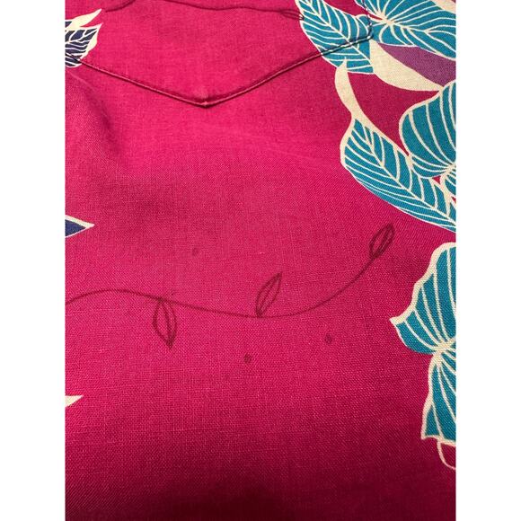 Vintage Sea Wind Aloha Shirt Mens Size XL Blue Pink Striped Floral Print *FLAW - Picture 6 of 7